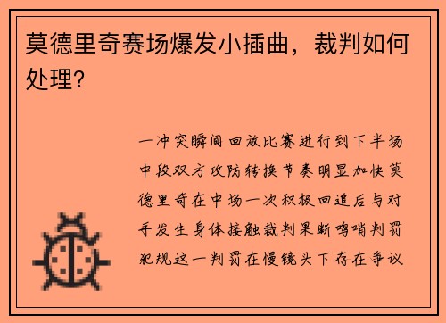 莫德里奇赛场爆发小插曲，裁判如何处理？